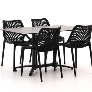 Forza Ripi/Canzo 140 cm Gartenmöbel-Set 5-teilig stapelbar klappbar