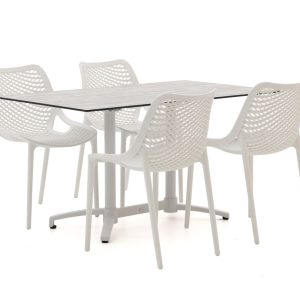 Forza Ripi/Canzo 140 cm Gartenmöbel-Set 5-teilig stapelbar klappbar
