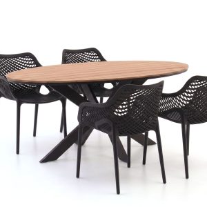 Forza Ripi/Fidenza 180 cm oval Gartenmöbel-Set 5-teilig stapelbar
