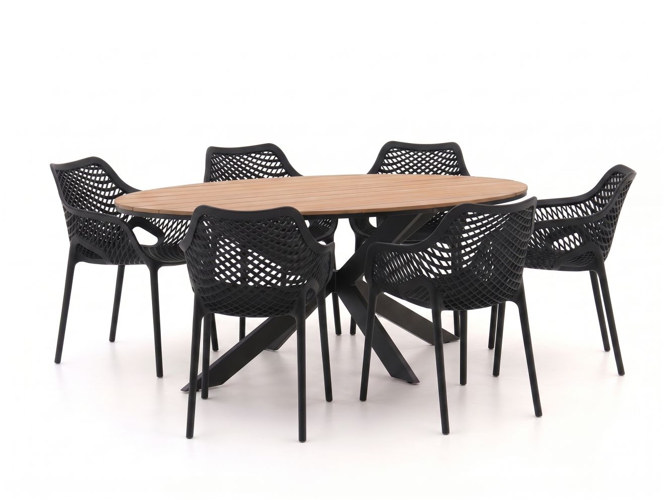 Forza Ripi/Fidenza 220 cm oval Gartenmöbel-Set 7-teilig stapelbar