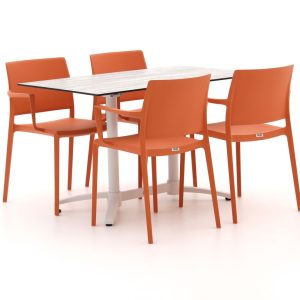 Forza Sile/Canzo 120 cm Gartenmöbel-Set 5-teilig stapelbar klappbar