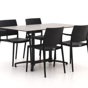 Forza Sile/Canzo 140 cm Gartenmöbel-Set 5-teilig stapelbar klappbar