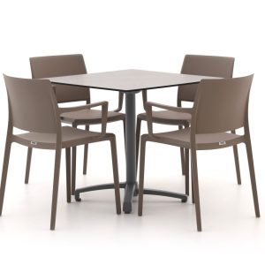 Forza Sile/Canzo 80 cm Gartenmöbel-Set 5-teilig stapelbar klappbar