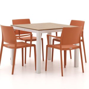 Forza Sile/Fidenza 90 cm Gartenmöbel-Set 5-teilig stapelbar