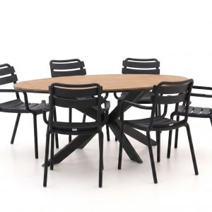 Forza Vico/Fidenza 220 cm oval Gartenmöbel-Set 7-teilig stapelbar