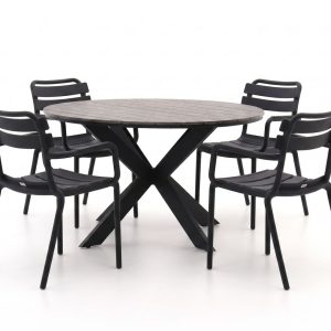 Forza Vico/Fidenza ø 126 cm Gartenmöbel-Set 5-teilig stapelbar