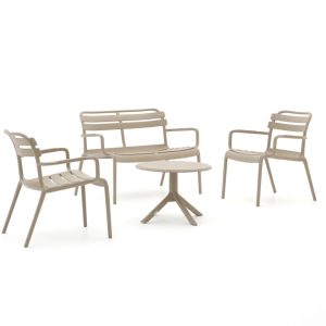 Forza Vico/Rieti ø 60 cm Sessel-Sofa Lounge-Set 4-teilig