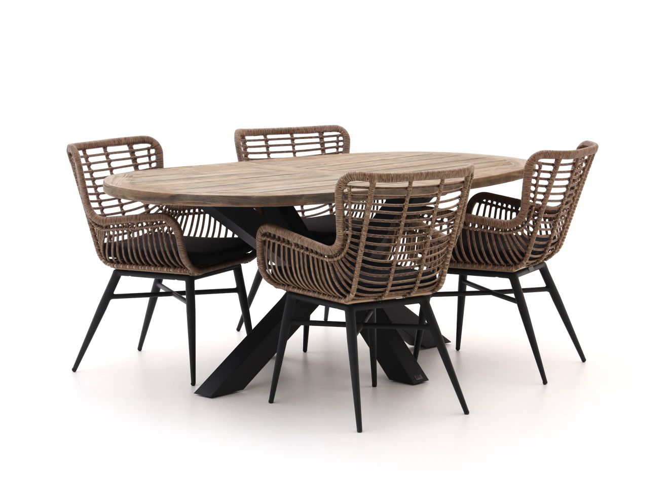 Intenso Asti/Rough-Y Ellips 200 cm Gartenmöbel-Set 5-teilig