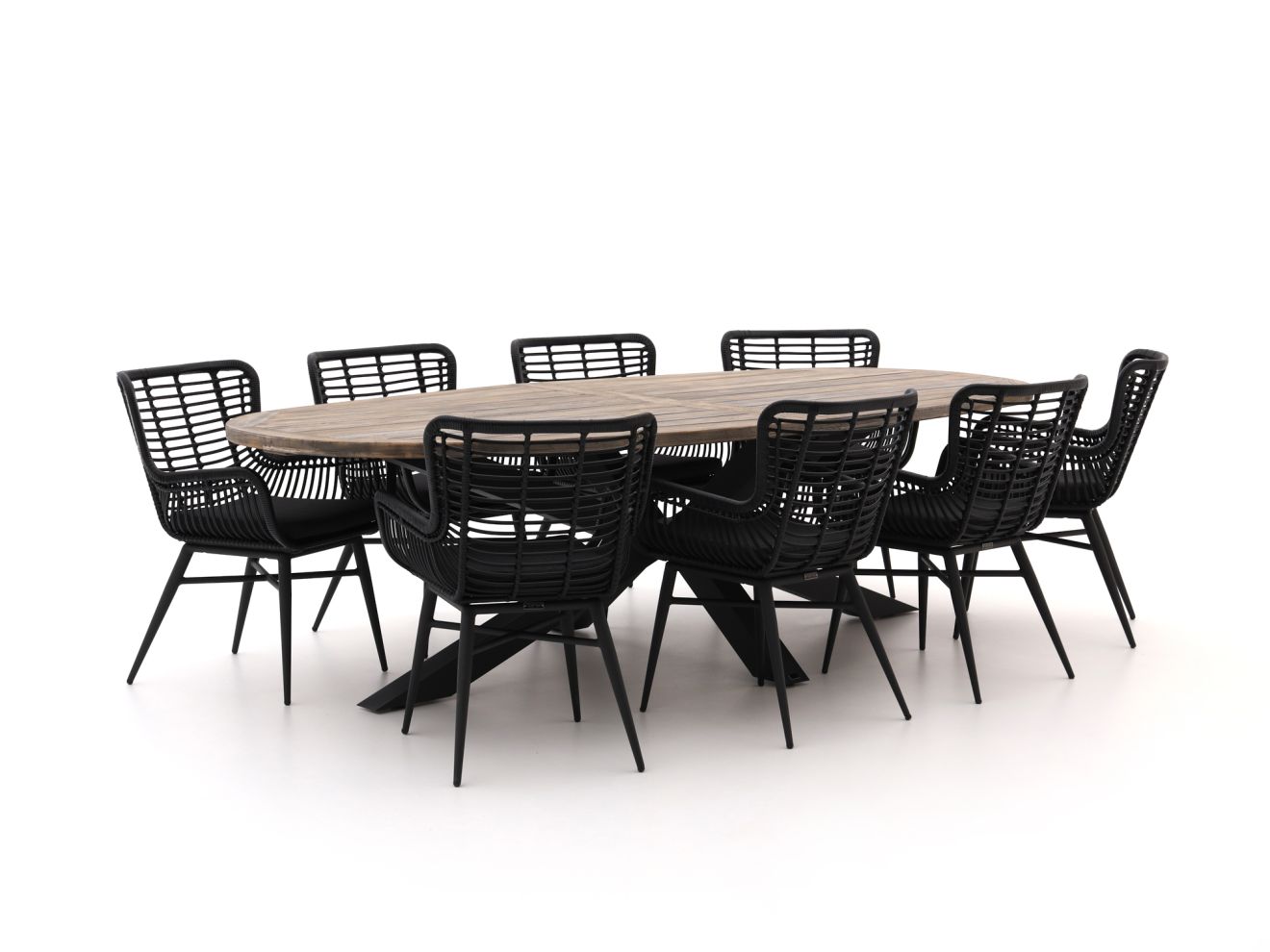 Intenso Asti/Rough-Y Ellips 280 cm Gartenmöbel-Set 9-teilig