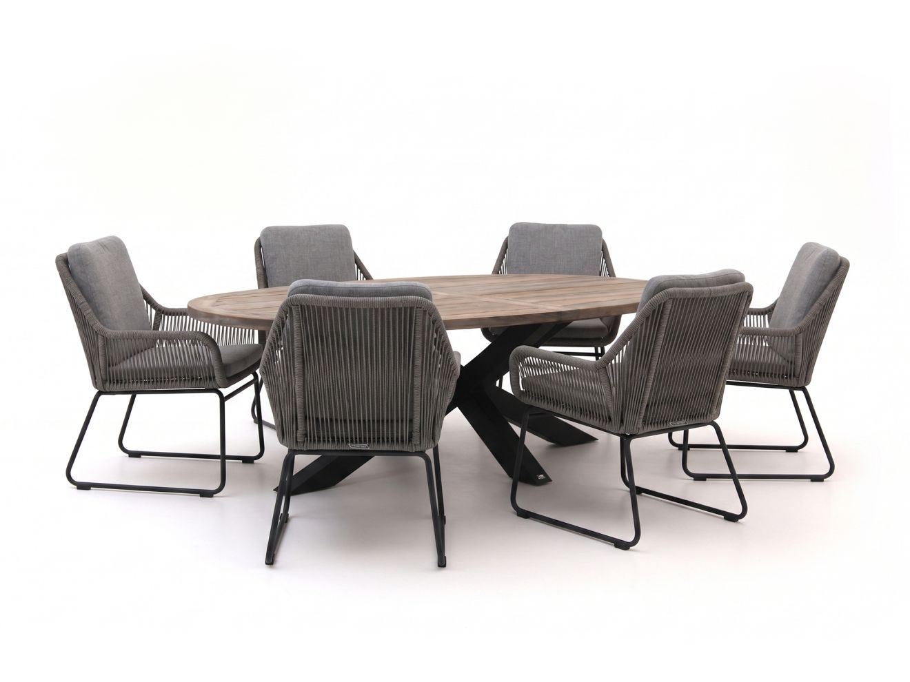 Intenso Isorella/ROUGH-Y Ellips 240 cm Gartenmöbel-Set 7-teilig