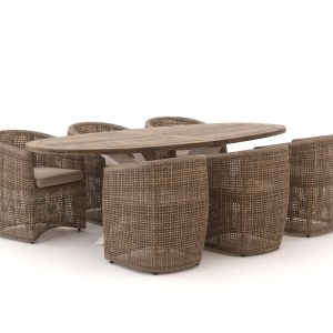Intenso Marecchia/ROUGH-Y Ellips 240 cm Gartenmöbel-Set 7-teilig