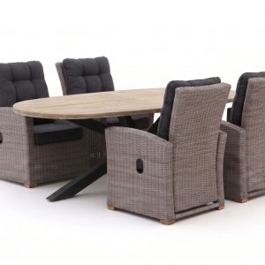 Intenso Mazzano/ROUGH-Y Ellips 200 cm Gartenmöbel-Set 5-teilig verstellbar