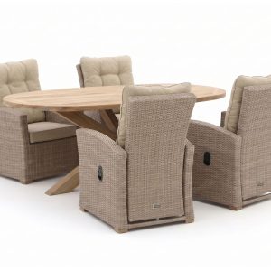 Intenso Mazzano/ROUGH-Y Ellips 200 cm Gartenmöbel-Set 5-teilig verstellbar
