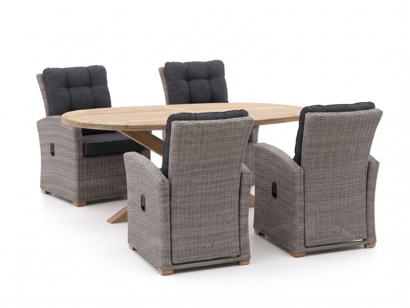 Intenso Mazzano/ROUGH-Y Ellips 200 cm Gartenmöbel-Set 5-teilig verstellbar