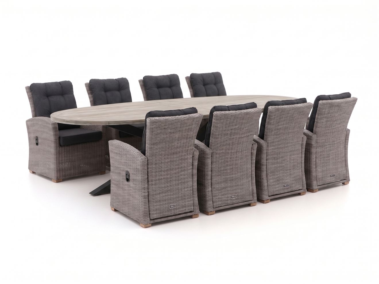 Intenso Mazzano/ROUGH-Y Ellips 280 cm Gartenmöbel-Set 9-teilig verstellbar