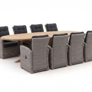 Intenso Mazzano/ROUGH-Y Ellips 280 cm Gartenmöbel-Set 9-teilig verstellbar