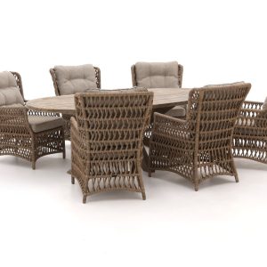 Intenso Milano/ROUGH-Y Ellips 240 cm Dining-Lounge Gartenmöbel-Set 7-teilig