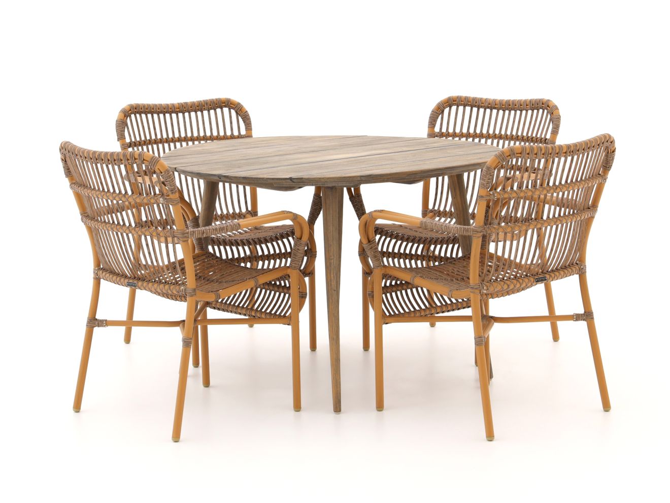 Intenso Parma/ROUGH-K ø 115 cm Gartenmöbel-Set 5-teilig stapelbar