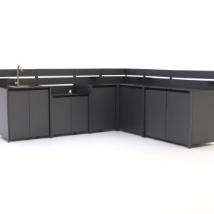 MWH Eck Outdoor Küche inkl. Spülbecken und Wasserhahn 6-teilig