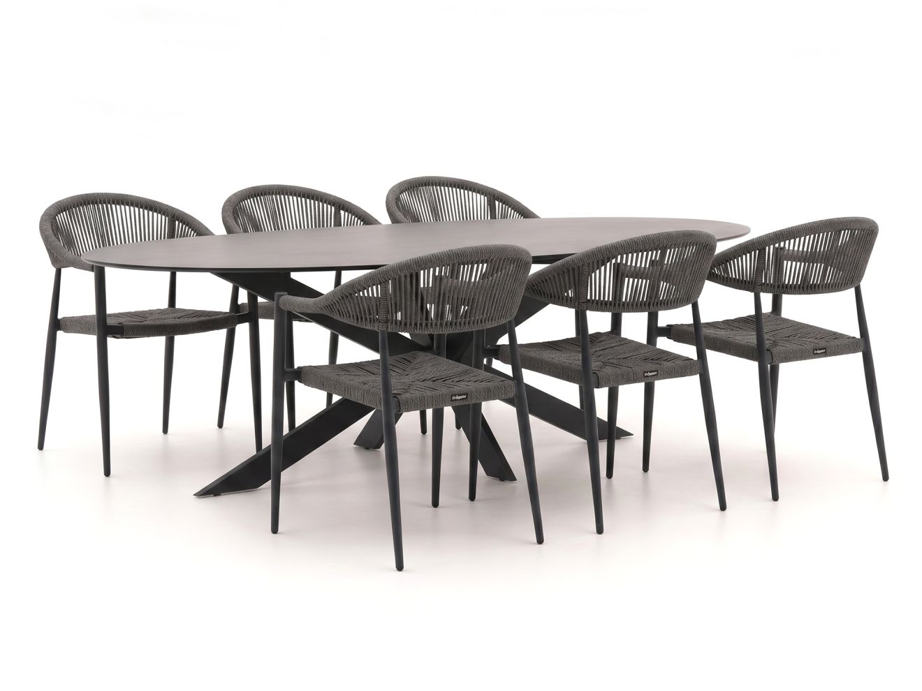 Manifesto Belpasso/Furato Ellips 200 cm Gartenmöbel-Set 7-teilig stapelbar
