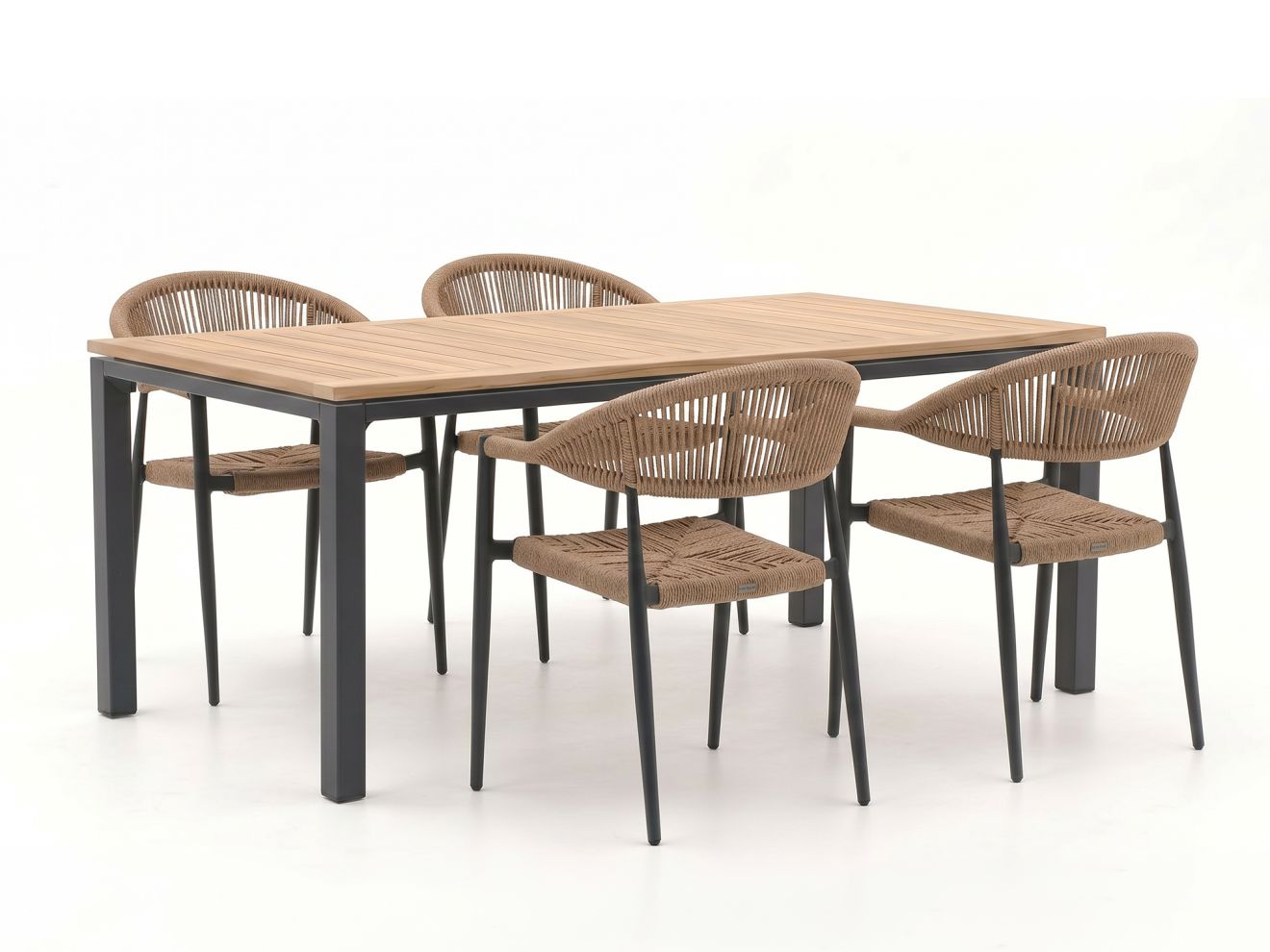 Manifesto Belpasso/Linosa 180 cm Gartenmöbel-Set 5-teilig stapelbar