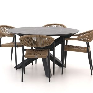 Manifesto Belpasso/Lodola ø 130 cm Gartenmöbel-Set 5-teilig stapelbar