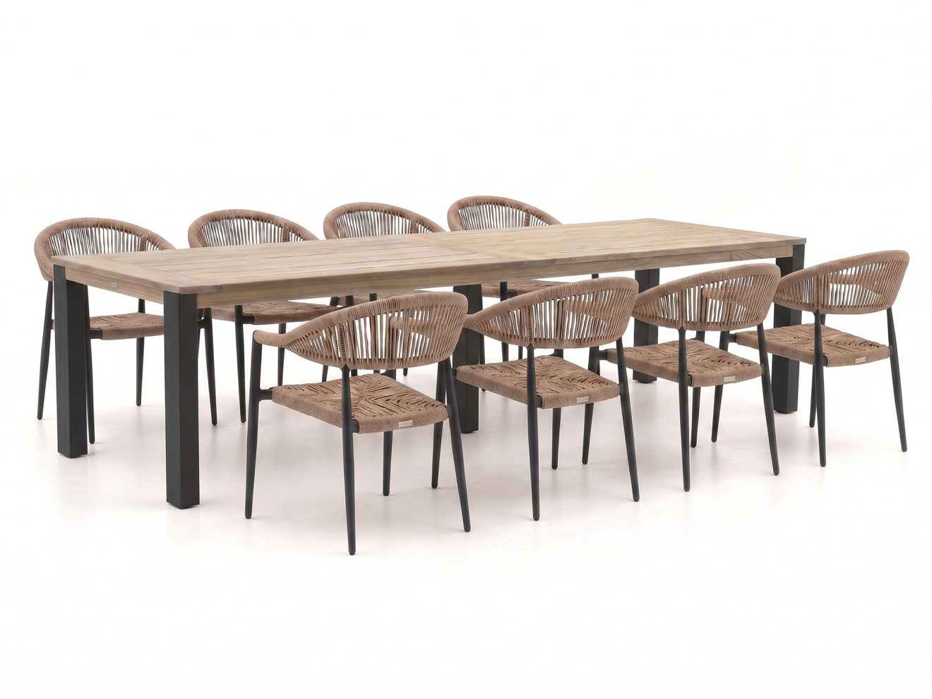 Manifesto Belpasso/ROUGH-S 300 cm Gartenmöbel-Set 9-teilig stapelbar