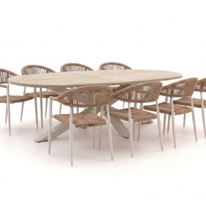 Manifesto Belpasso/ROUGH-Y Ellips 280 cm Gartenmöbel-Set 9-teilig stapelbar