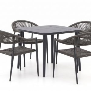 Manifesto Belpasso/Sora ø 90 cm Gartenmöbel-Set 5-teilig stapelbar