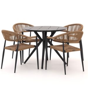 Manifesto Belpasso/Sora ø 90 cm Gartenmöbel-Set 5-teilig stapelbar