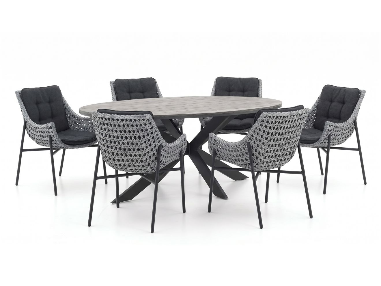 Manifesto Novara/Fidenza oval 220 cm Gartenmöbel-Set 7-teilig