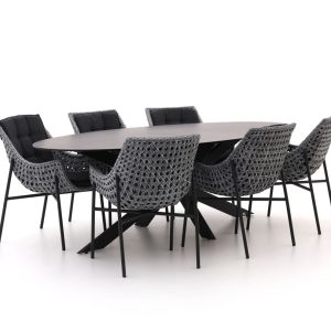 Manifesto Novara/Furato ellips 240 cm Gartenmöbel-Set 7-teilig
