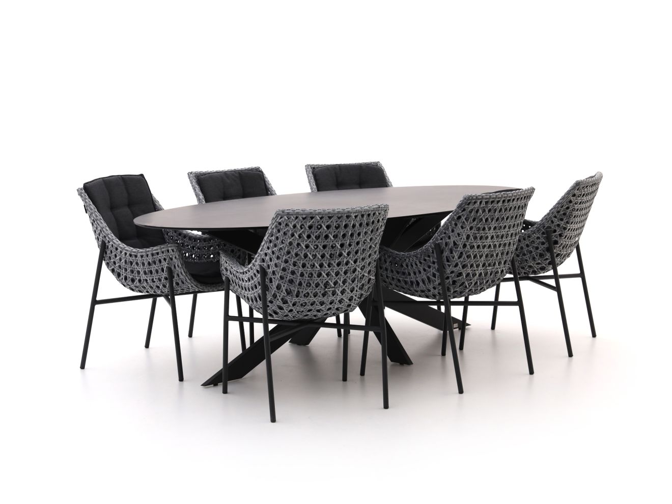 Manifesto Novara/Furato ellips 240 cm Gartenmöbel-Set 7-teilig