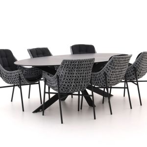 Manifesto Novara/Furato ellips 240 cm Gartenmöbel-Set 7-teilig