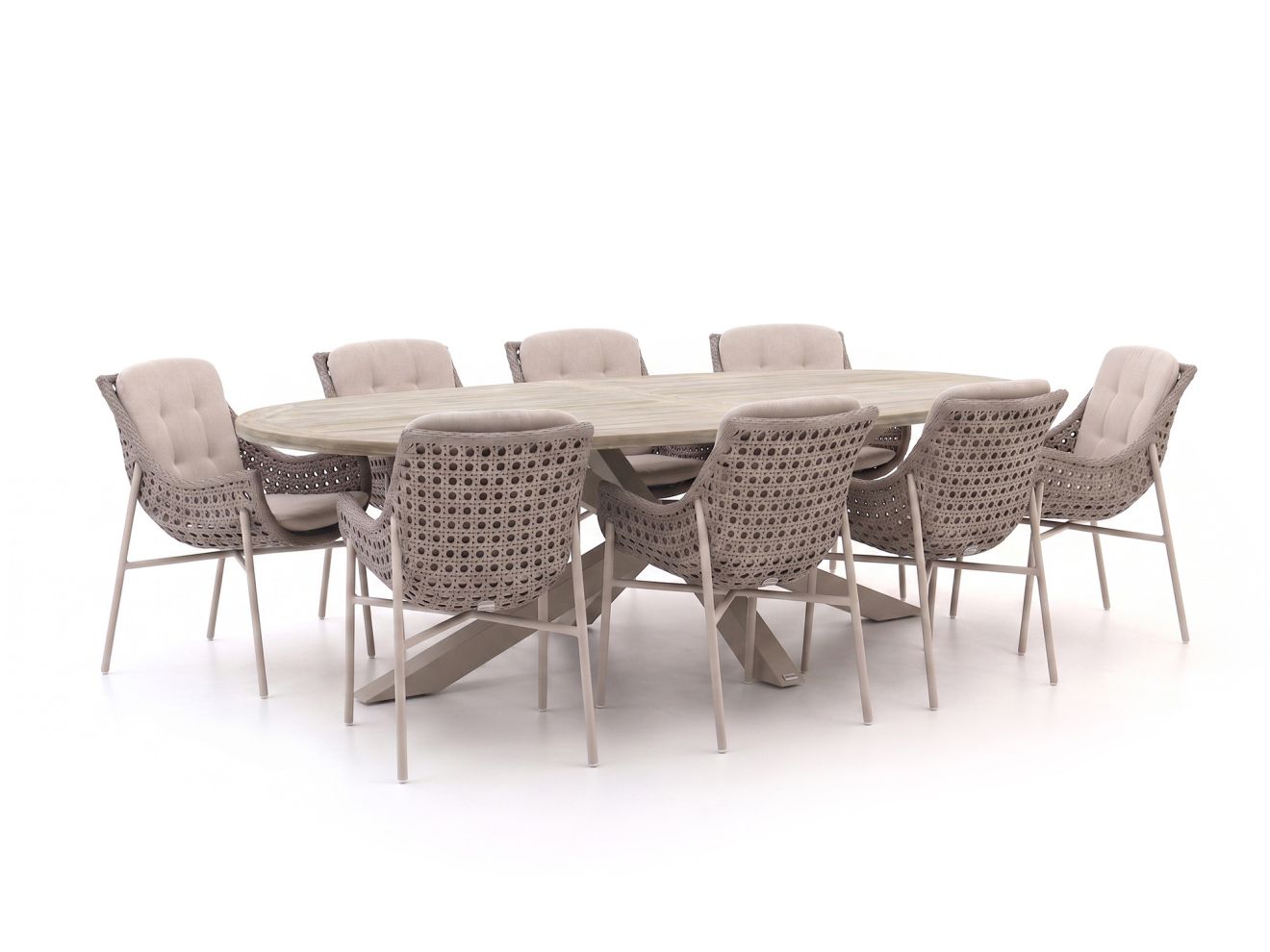 Manifesto Novara/ROUGH-Y Ellips 240 cm Gartenmöbel-Set 9-teilig