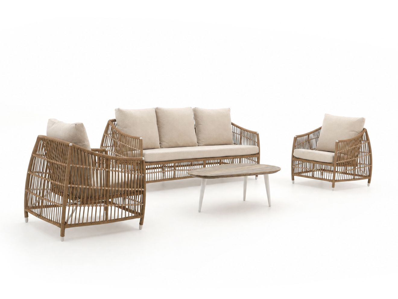 Manifesto Ortello/ROUGH-K Sessel-Sofa-Lounge-Set 4-teilig 5-Sitzer