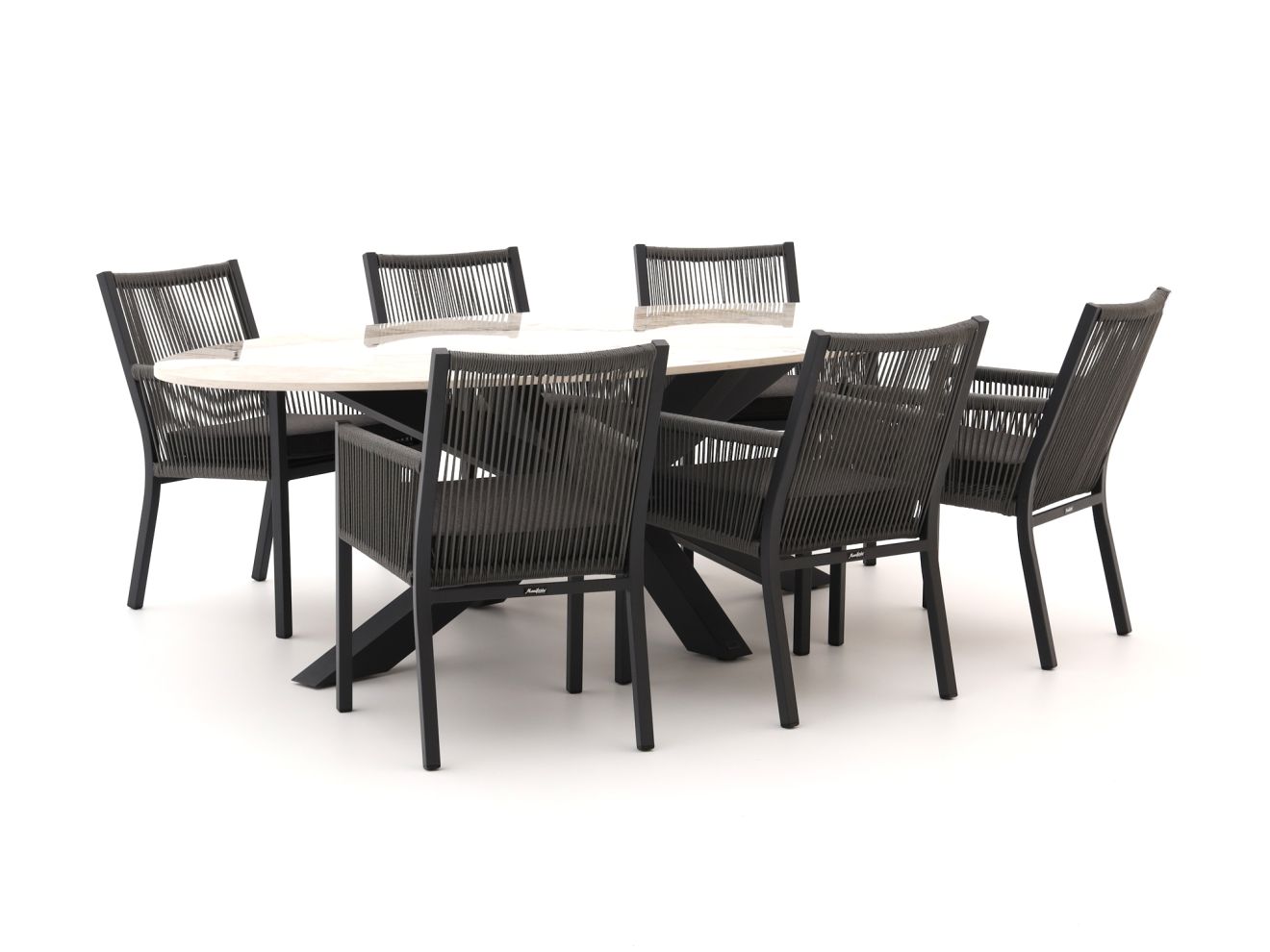Manifesto Rivola/Induno Ellips 240 cm Gartenmöbel-Set 7-teilig