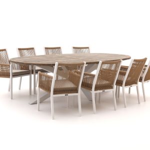 Manifesto Rivola/ROUGH-Y Ellips 280 cm Gartenmöbel-Set 9-teilig