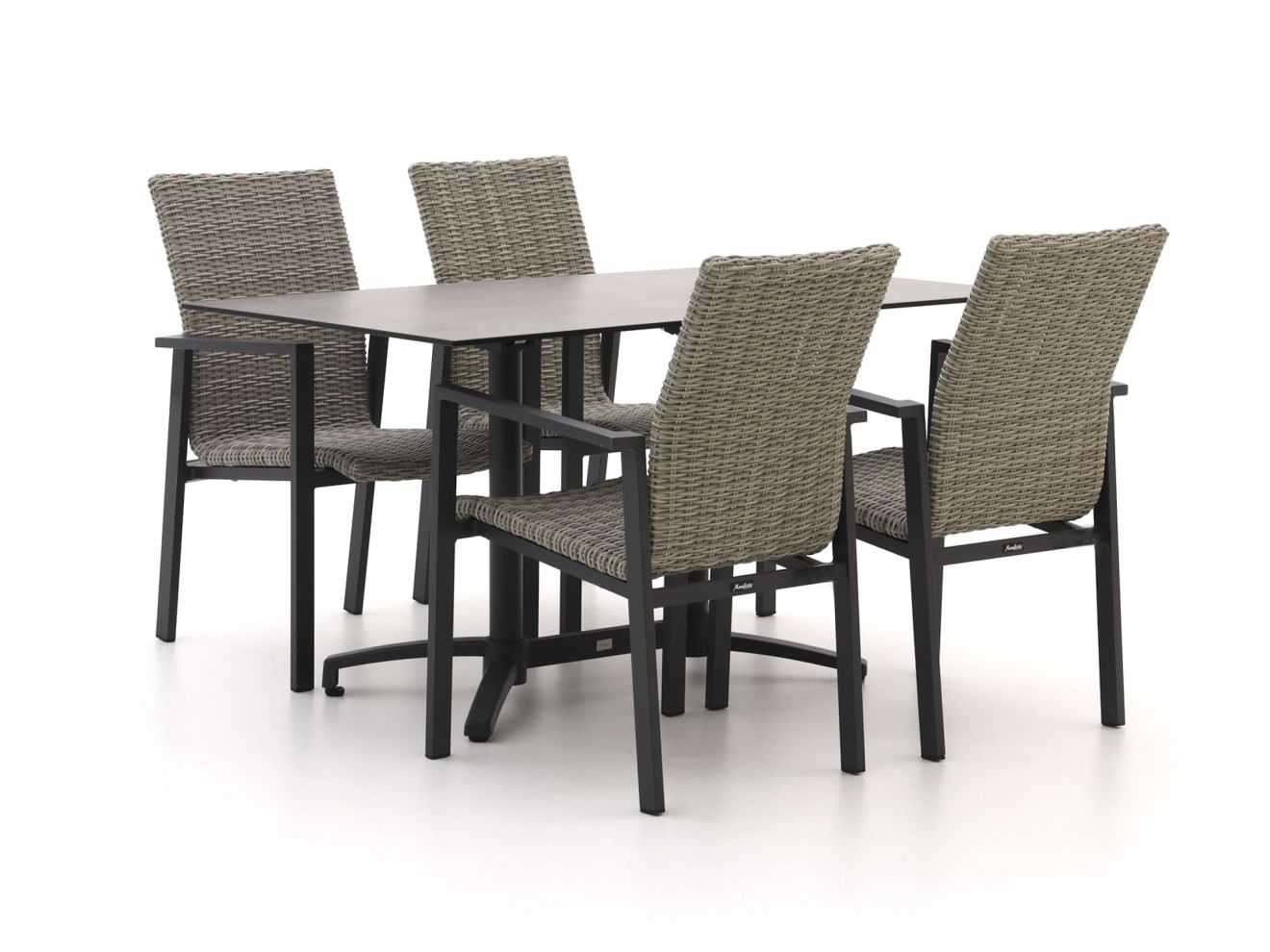 Manifesto Villongo/Canzo 140 cm Gartenmöbel-Set 5-teilig stapelbar klappbar