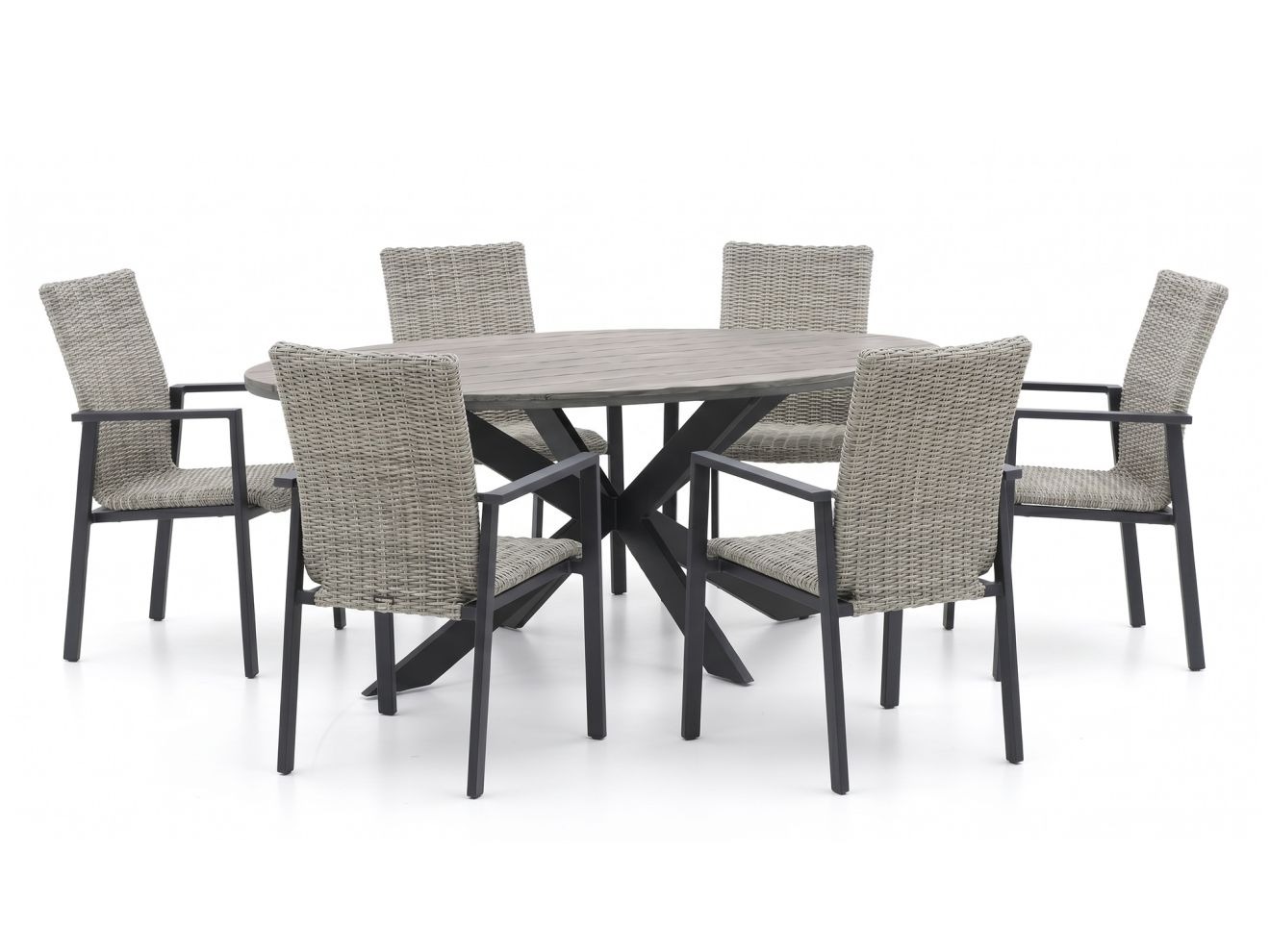 Manifesto Villongo/Fidenza oval 220 cm Gartenmöbel-Set 7-teilig stapelbar