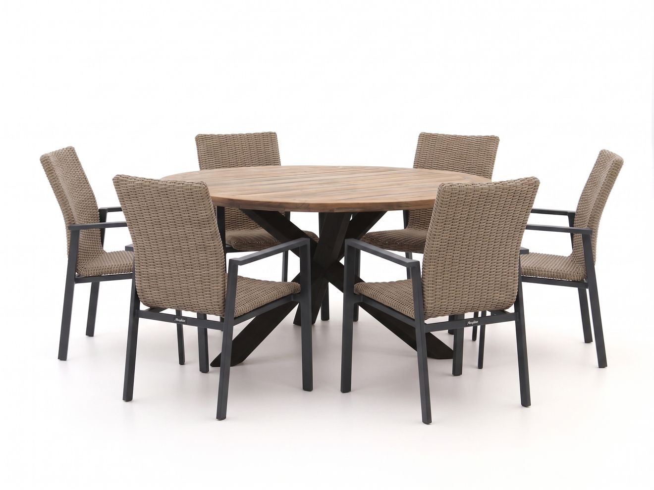 Manifesto Villongo/ROUGH-Y ø 150 cm Gartenmöbel-Set 7-teilig stapelbar