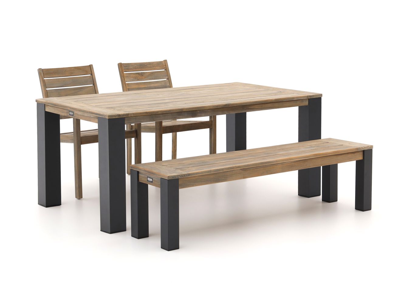 ROUGH-S/ROUGH-X 180 cm Gartenmöbel-Set mit Bank 4-teilig stapelbar