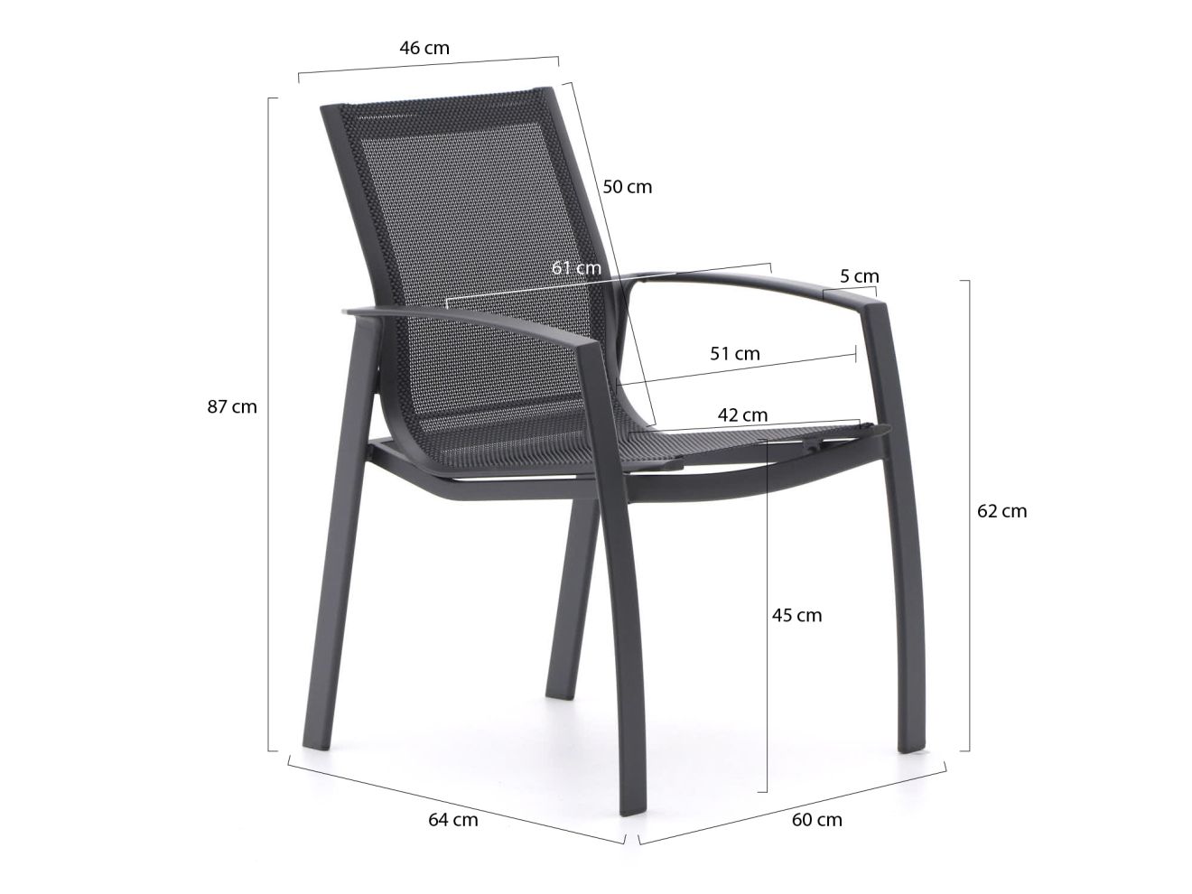 R&S Design Altea/Sestino 160 cm Gartenmöbel-Set 5-teilig stapelbar